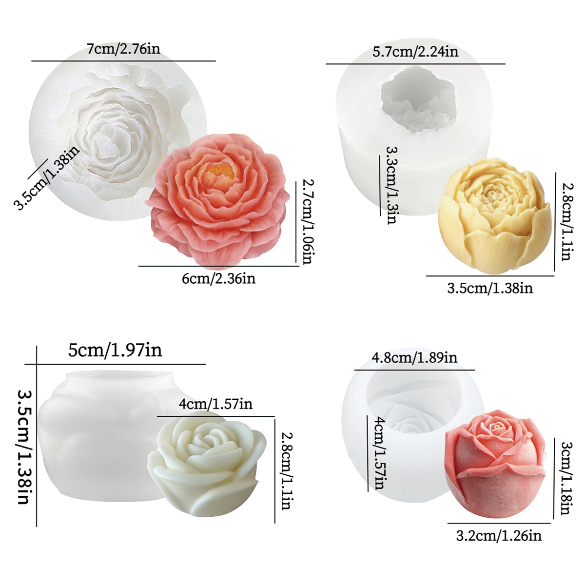 Florist Supply Bulk - 4'lü Çiçek Kalıp Seti - Şakayık,